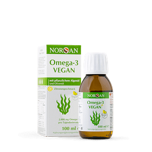 NORSAN Omega-3 Vegan Öl – Pflanzliches Algenöl mit 2.000 mg Omega-3-Fettsäuren (EPA & DHA) pro Tagesdosis.