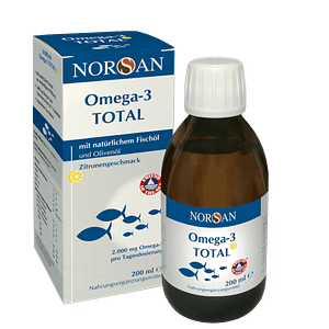 NORSAN Omega-3 Total Öl – Natürliches Fischöl mit 2.000 mg Omega-3 pro Tagesdosis, reich an EPA und DHA.