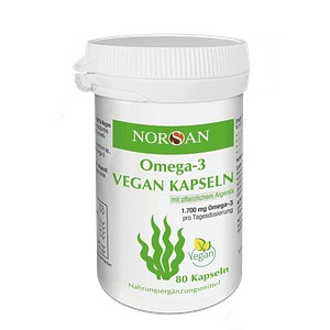 NORSAN Omega-3 Vegan Kapseln – 1.700 mg Omega-3-Fettsäuren (EPA & DHA) pro Tagesdosis aus nachhaltig gewonnenem Algenöl.