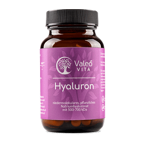 Valeo Vita Hyaluron Kapseln - vegan, 500 mg Hyaluronsäure aus Mais fermentiert, optimale Molekülmasse 500-700 kDa